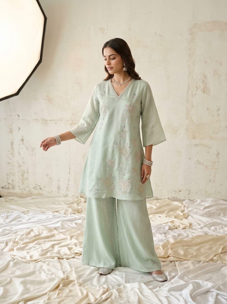 Shimmer Suits with Embroidery Work 