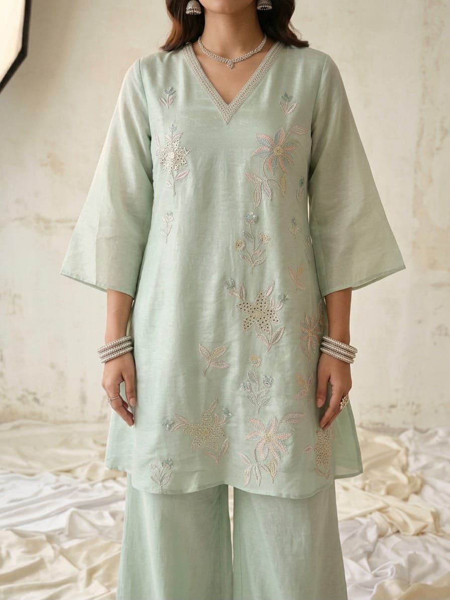 Shimmer Suits with Embroidery Work  view 2