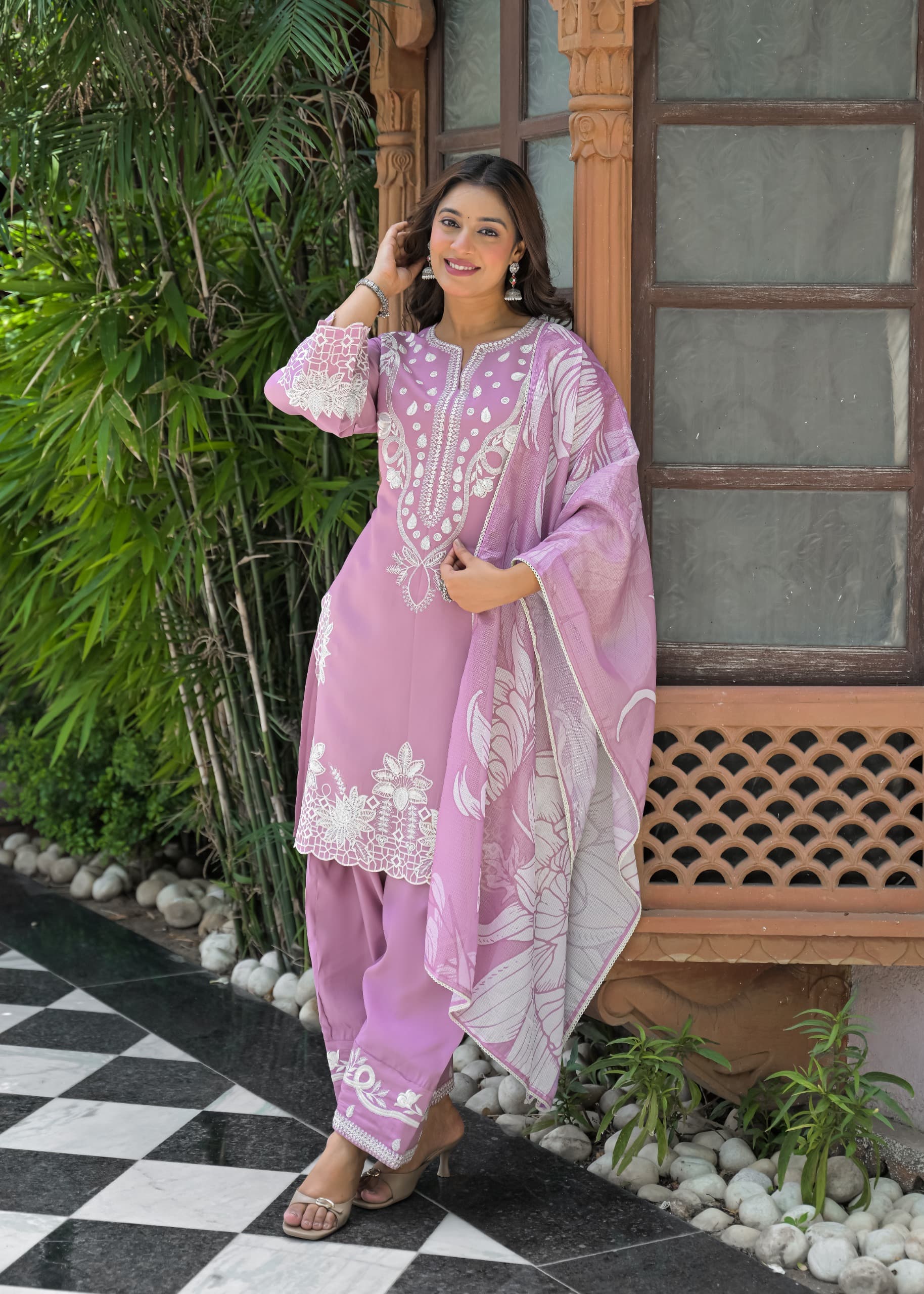 Cotton Slik Fabric With Thread Work